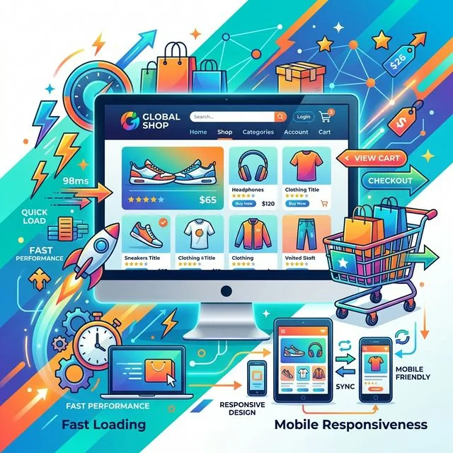 Modern ecommerce design with fast loading and responsive features