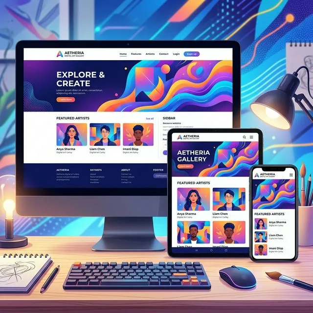 Modern web layout seamlessly adapting across multiple screens