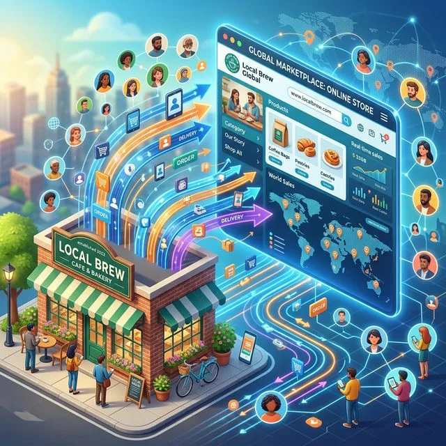 Storefront transforming into a global digital website