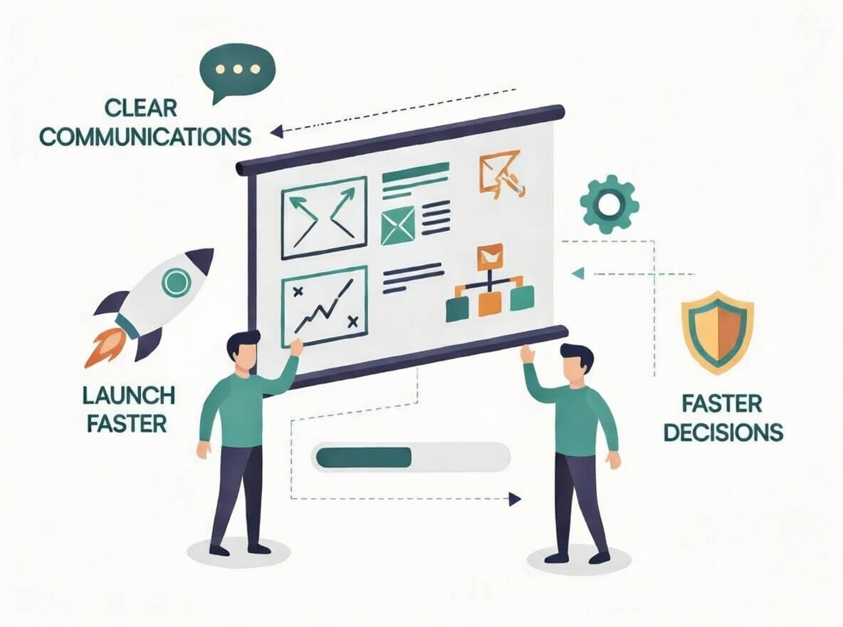 Founder collaborating directly with a startup team on product decisions