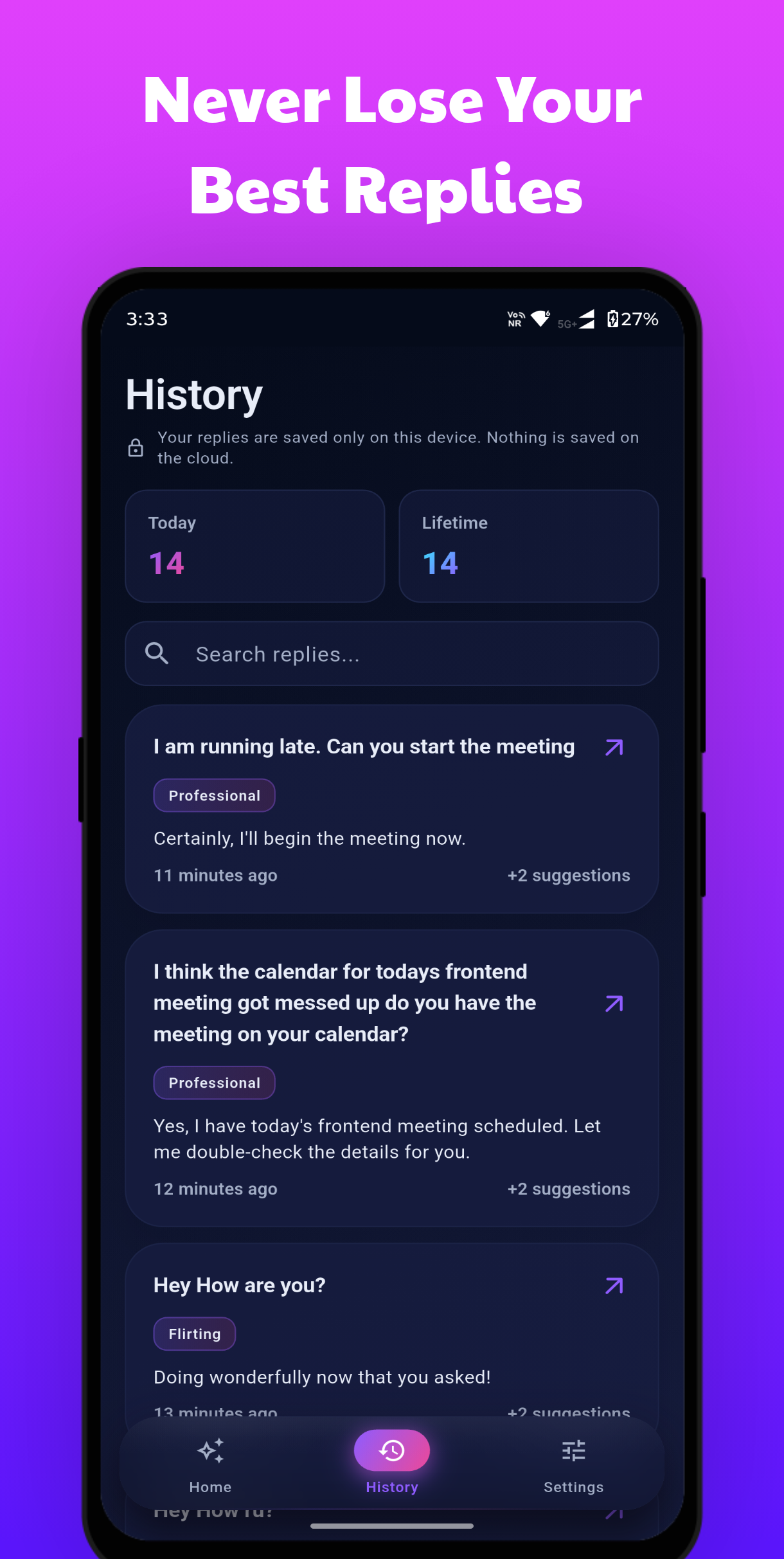 ReplyCraft message composition screen