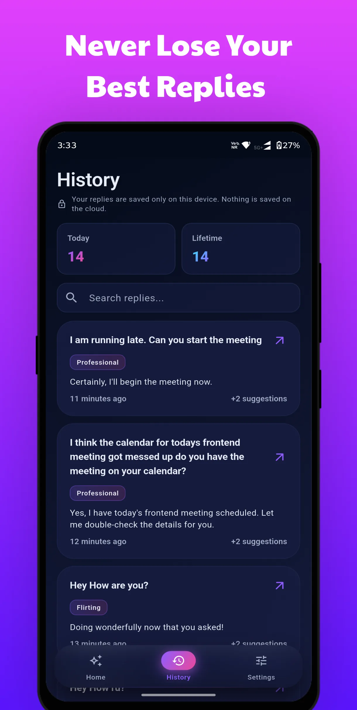 ReplyCraft message composition screen