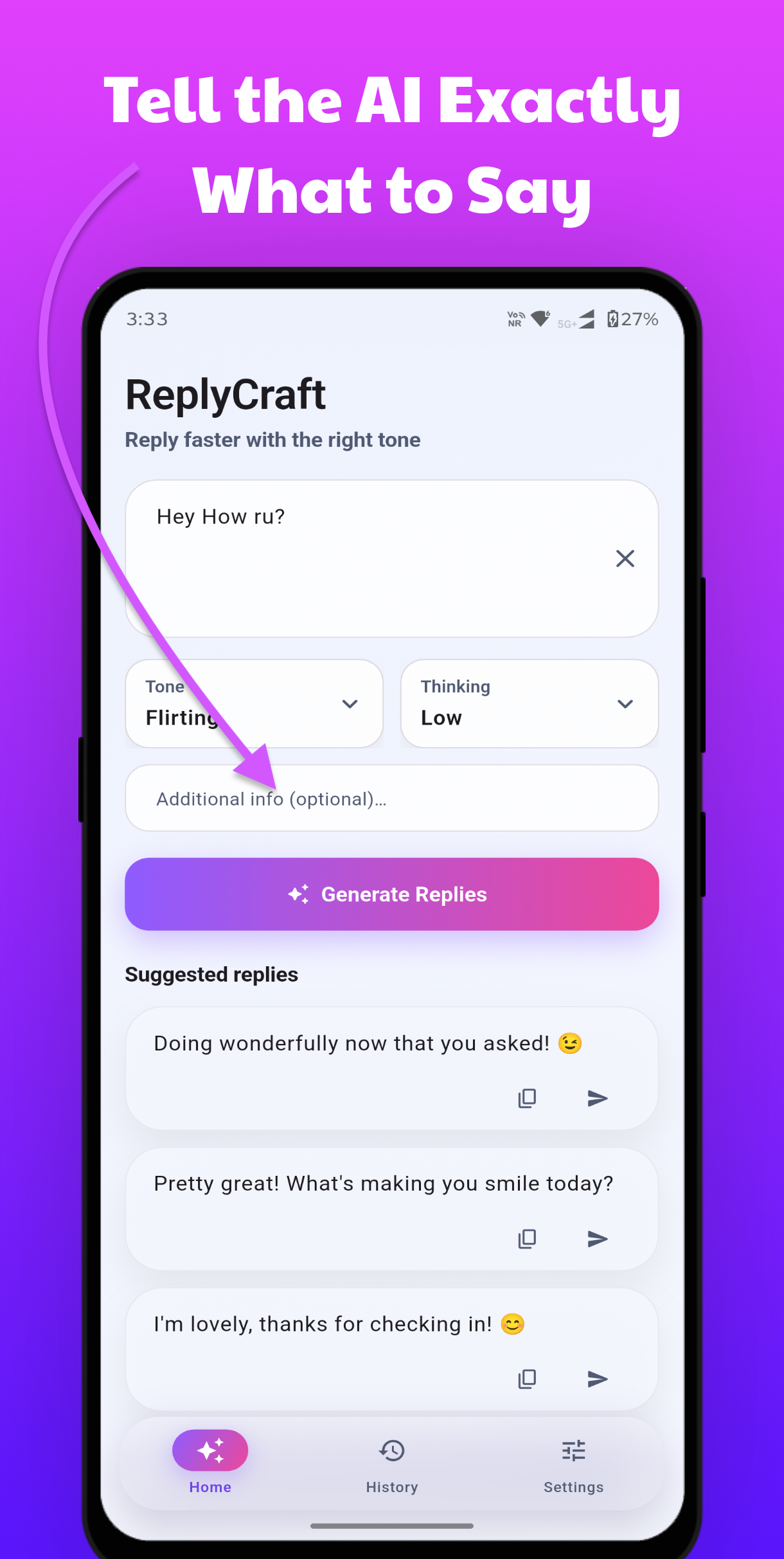 ReplyCraft fast replies in action