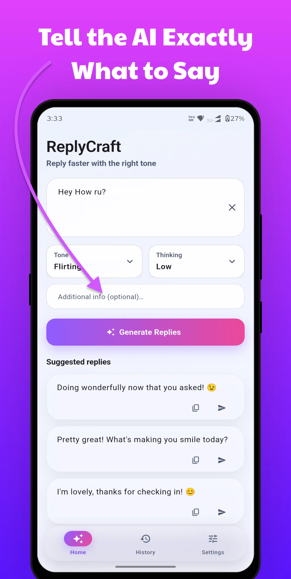 ReplyCraft fast replies in action
